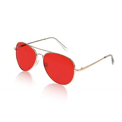 Struttura rotonda dell'oro del braccio degli occhiali da sole 125mm di terapia di colore rosso UV400
